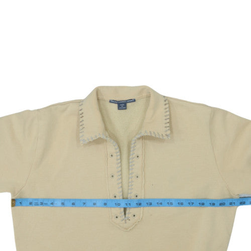 Ralph Lauren Sport Women's Beige Collared Henley Jumper Size L Cotton Blend