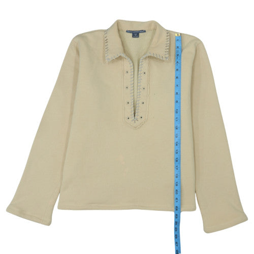 Ralph Lauren Sport Women's Beige Collared Henley Jumper Size L Cotton Blend