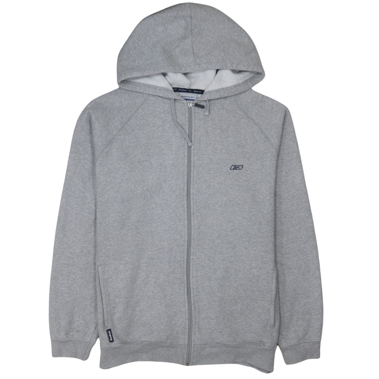 Reebok Mens Grey Full Zip Hoodie L Sports Fleece Sweatshirt