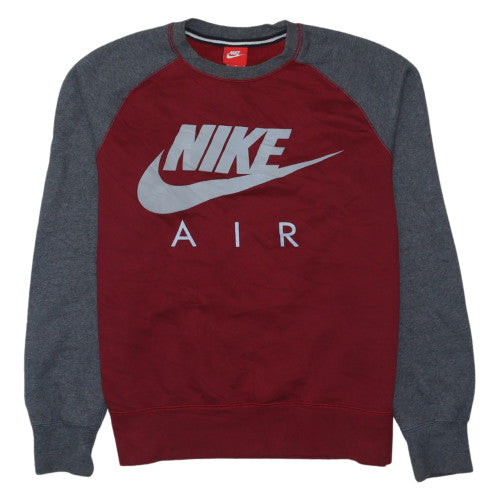 Nike Men's Red Grey Crew Neck Pullover Sweatshirt M