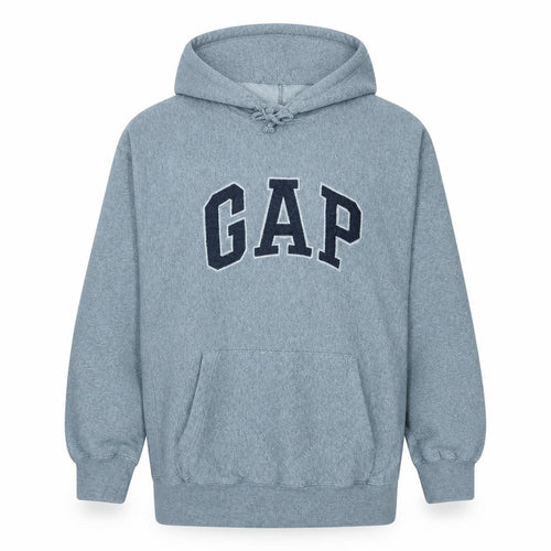 Gap Men’s Grey Logo Pullover Hoodie M Regular Fit Fleece