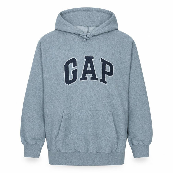 Gap Men’s Grey Logo Pullover Hoodie M Regular Fit Fleece
