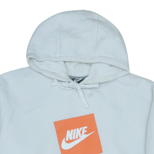 Nike Men's White Pullover Hoodie L Logo Sports Fleece Sweatshirt
