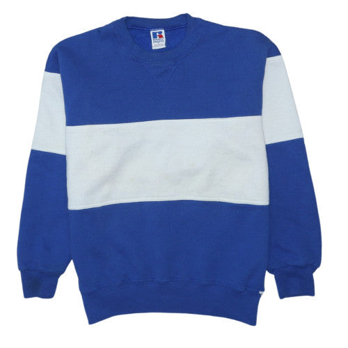 Russell Athletic Mens Blue White Crew Neck Pullover Sweatshirt L