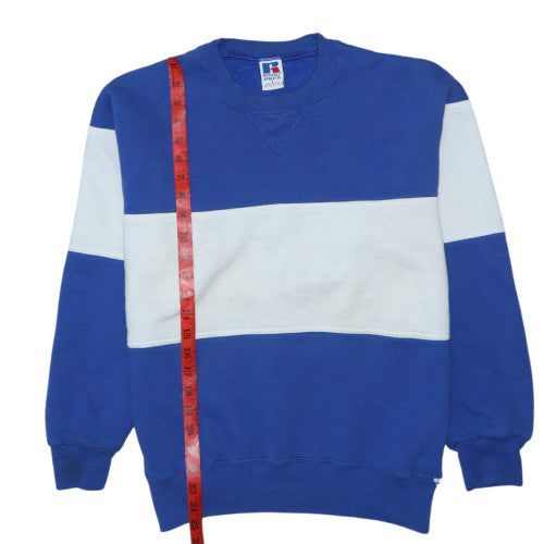 Russell Athletic Mens Blue White Crew Neck Pullover Sweatshirt L
