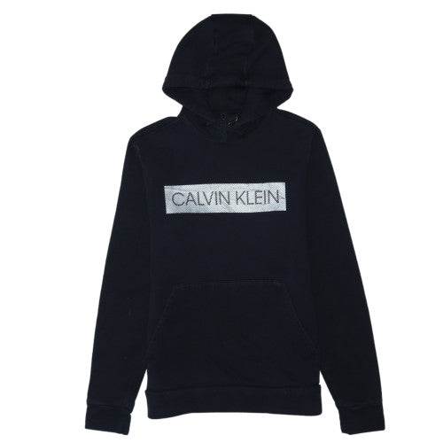 Calvin Klein Men’s Black Pullover Hoodie S Logo Fleece Sweatshirt