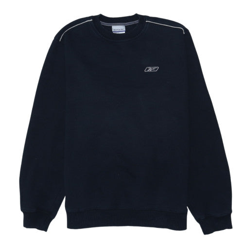 Reebok Men's Black Crew Neck Pullover Sweatshirt L Regular Fit