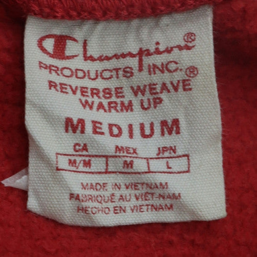 Champion Boys Red Crew Neck Reverse Weave Sweatshirt Medium Fleece Cotton