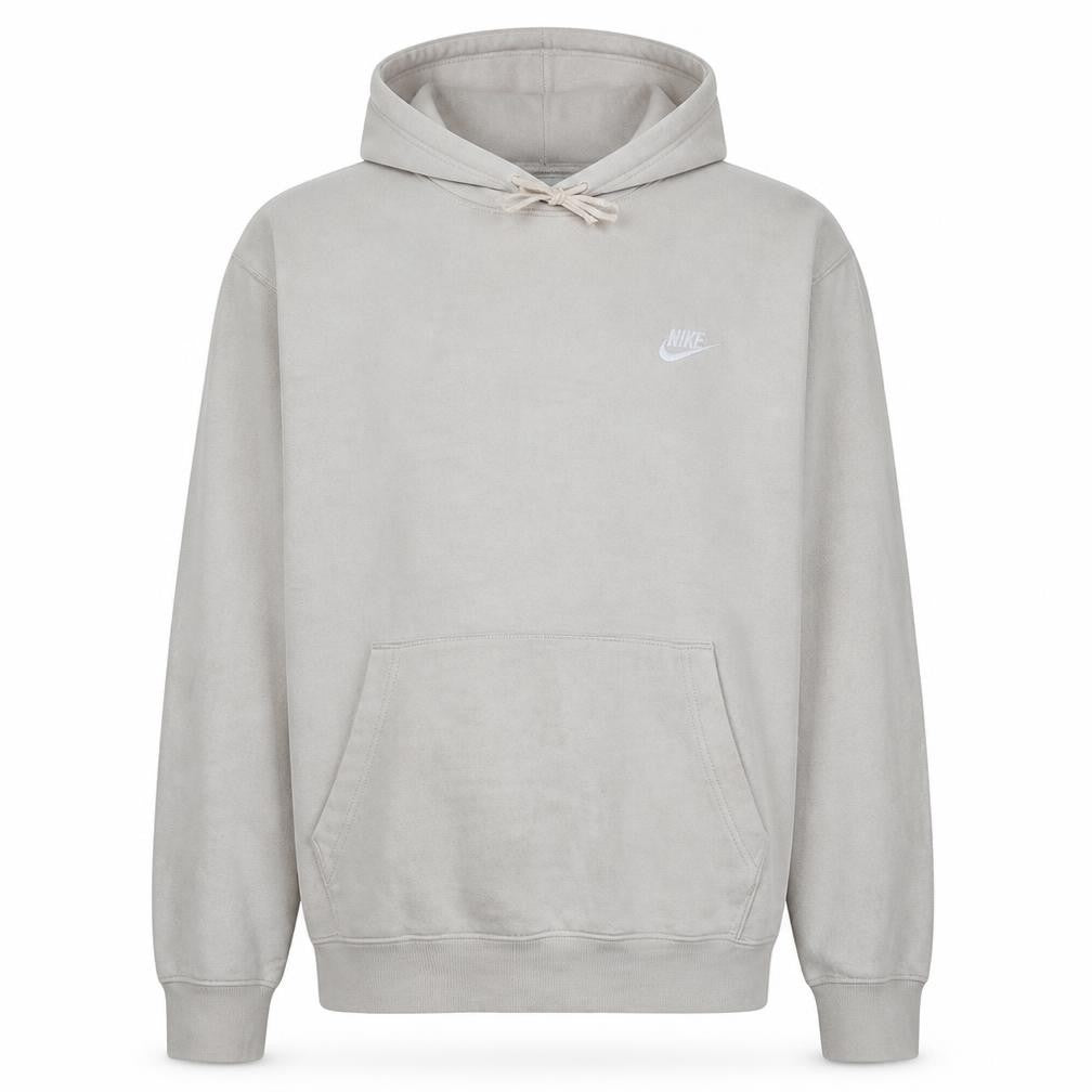 Front view of Nike Men's Beige Pullover Hoodie L - Cotton Blend Logo Casual Style