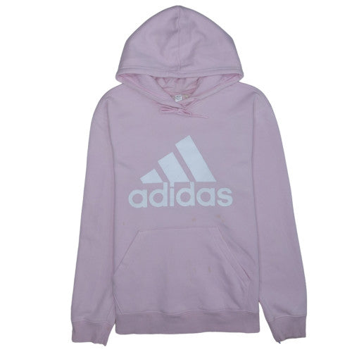 Adidas Womens Pink Pullover Hoodie L Cotton Blend Logo Casual