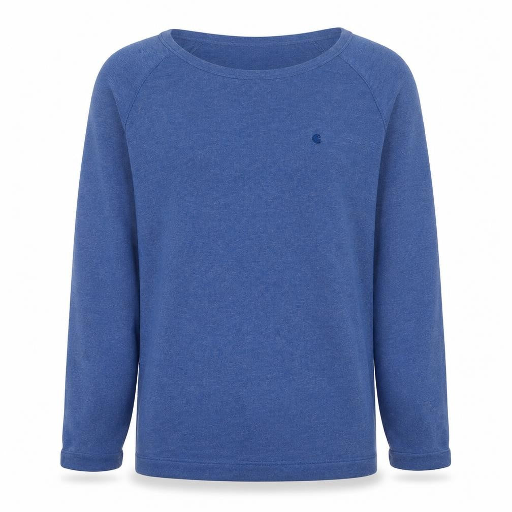 Front view of Carhartt Men Blue Long Sleeve Crew Neck Cotton Blend Sweatshirt, size M
