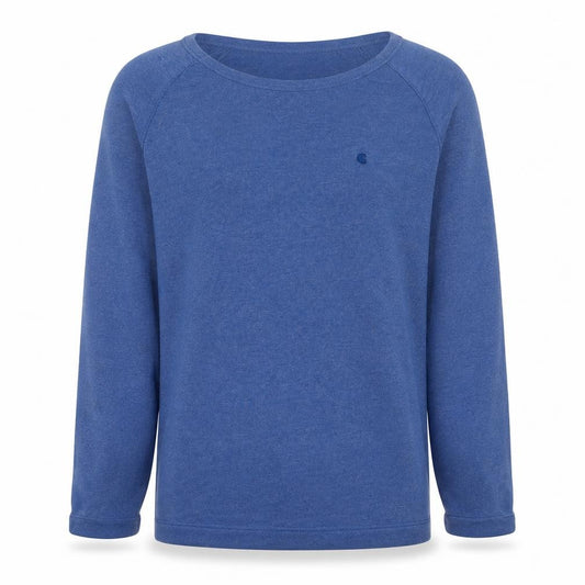 Front view of Carhartt Men Blue Long Sleeve Crew Neck Cotton Blend Sweatshirt, size M