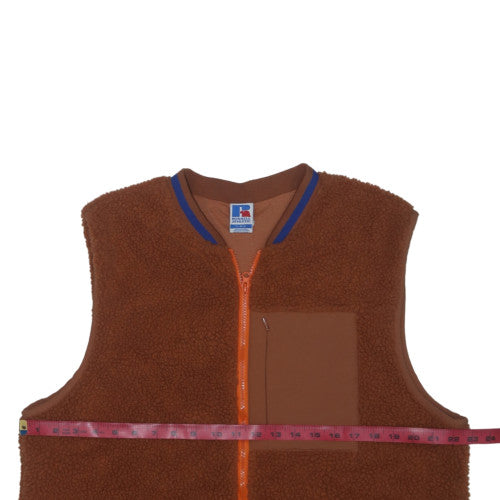 Russell Athletic Men's Brown Fleece Zip Vest Size L