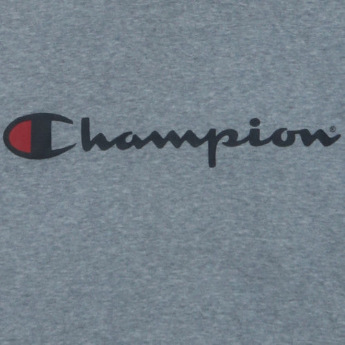 Champion Men's Grey Pullover Sweatshirt L Logo Crew Neck Sportswear