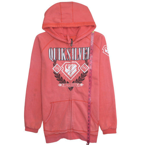 Quiksilver Men's Pink Full Zip Hoodie XXLarge Cotton Blend