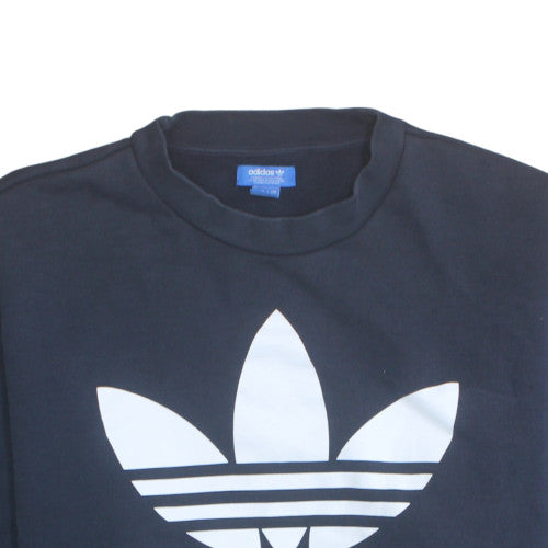 Adidas Mens Blue 2XL Crew Neck Pullover Sweatshirt Graphic Logo
