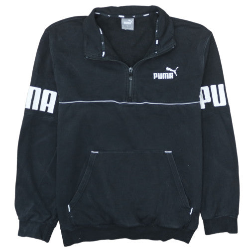 Puma Men’s Black Medium 1/4 Zip Fleece Sweatshirt Pullover
