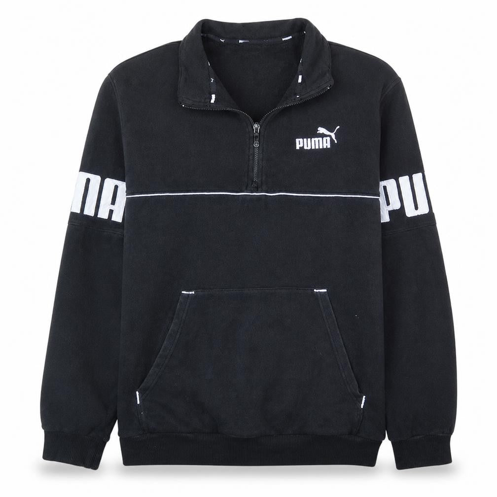 Front view of Puma Men’s Black Medium 1/4 Zip Fleece Sweatshirt Pullover