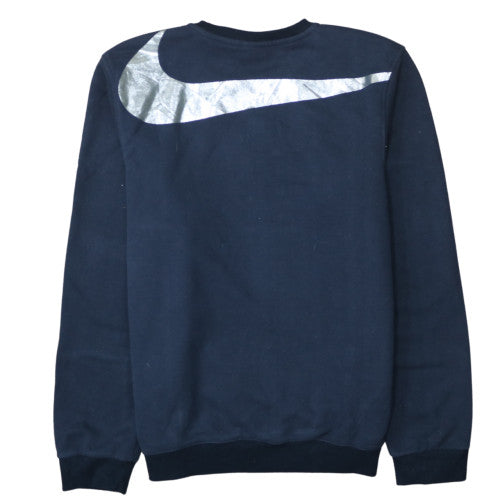 Nike Men's Navy Blue Crew Neck Sweatshirt Large Logo Print