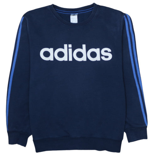Adidas Mens Blue Logo Pullover Sweatshirt Size L