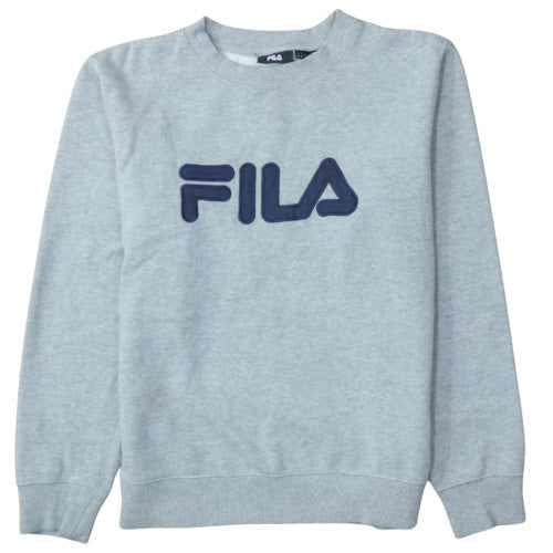 FILA Mens Grey Pullover Sweatshirt M Crew Neck Fleece Logo
