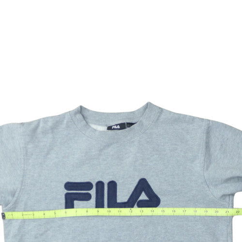FILA Mens Grey Pullover Sweatshirt M Crew Neck Fleece Logo