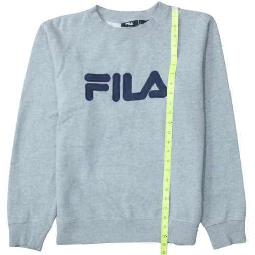 FILA Mens Grey Pullover Sweatshirt M Crew Neck Fleece Logo
