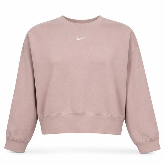 Front view of Nike Women's Pink Crew Neck Pullover Sweatshirt L Cotton Blend