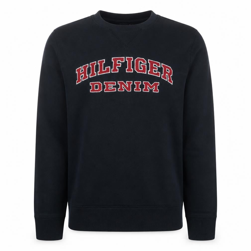 Front view of Tommy Jeans Men's Blue XL Pullover Crew Neck Sweatshirt