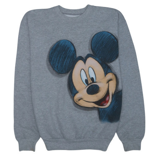 Hanes Disney Women's Grey Mickey Mouse Pullover Sweatshirt S
