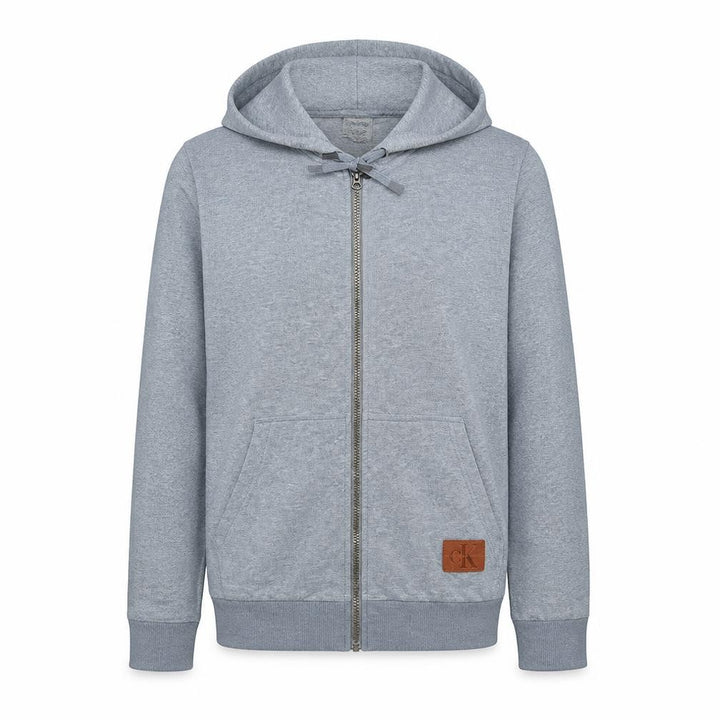 Calvin Klein Men Grey Full Zip Hoodie Size M Regular Fit Jersey