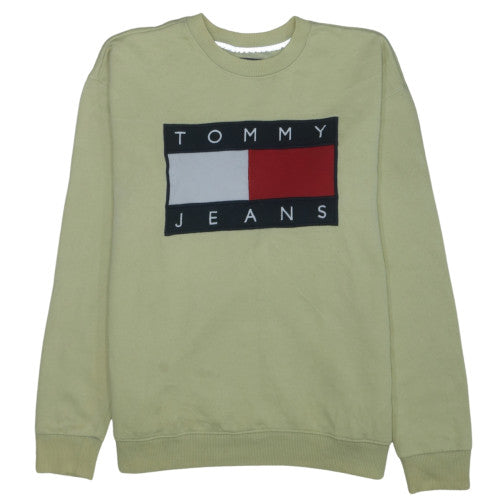 Tommy Jeans Men's Beige XL Pullover Sweatshirt Logo Crew Neck