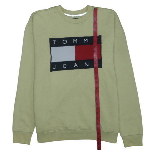 Tommy Jeans Men's Beige XL Pullover Sweatshirt Logo Crew Neck