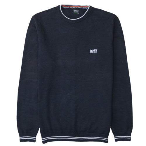 Hugo Boss Men's Blue Cotton Crew Neck Pullover Jumper L
