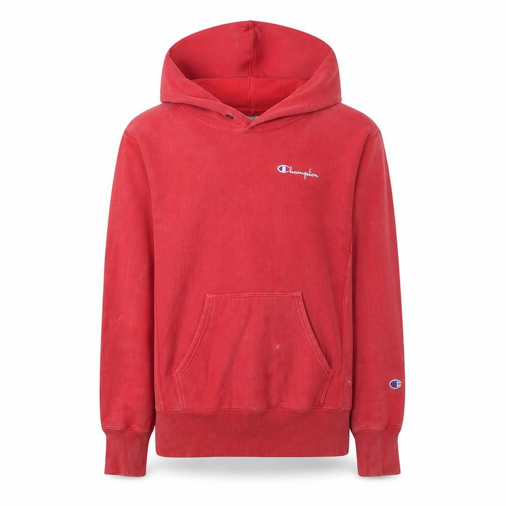 Front view of Champion Men's Red Reverse Weave Pullover Hoodie, size S