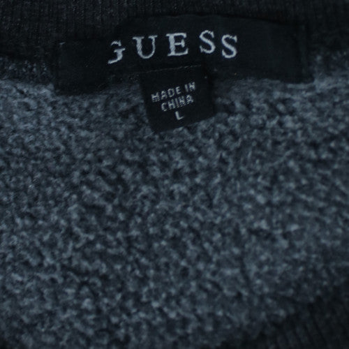 Guess Mens Black Crew Neck Pullover Sweatshirt L Embroidered Logo