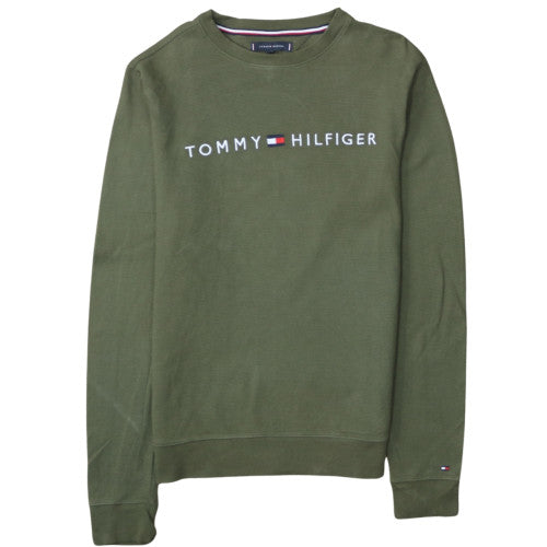 Tommy Hilfiger Men's Green Cotton Crew Neck Sweatshirt M