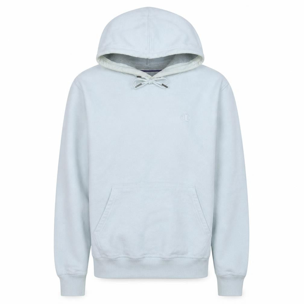 Front view of Champion Men's White Pullover Hoodie Small Long Sleeve Sportswear