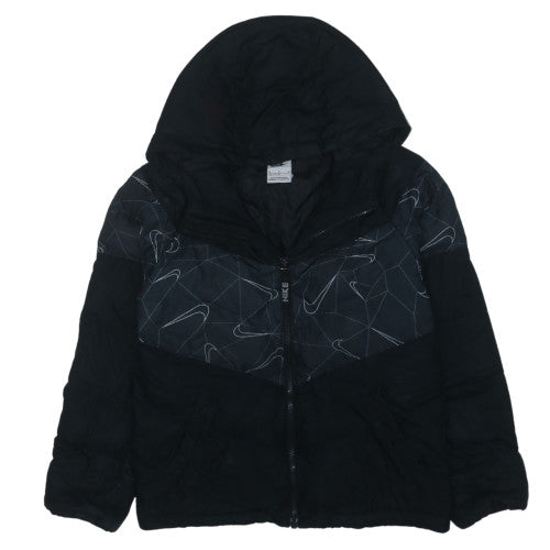 Nike Boys Black Puffer Jacket Hooded Mid-Length M (137-147 cm)