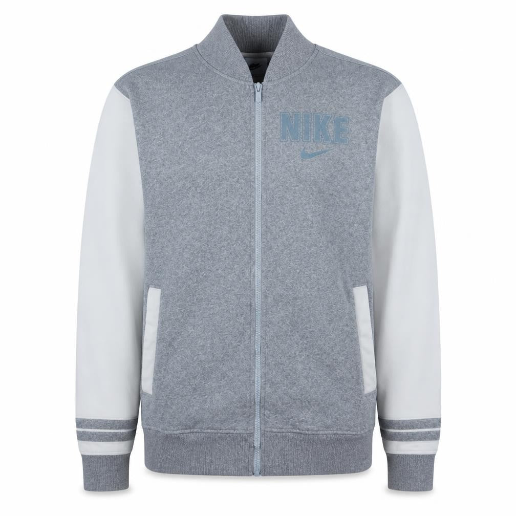Front view of Nike Men's Grey Full Zip Sweatshirt M Logo Cotton Casual