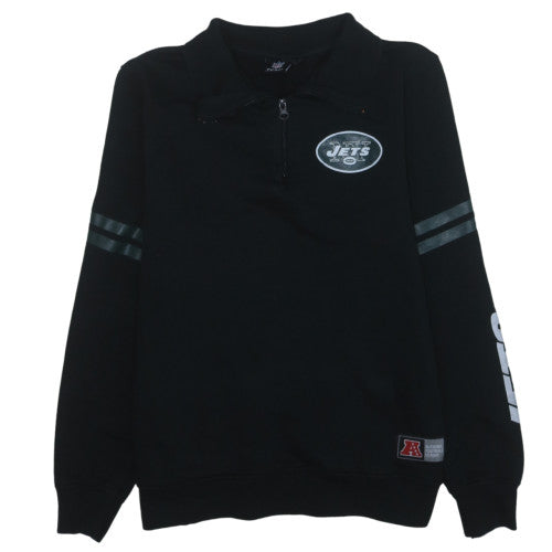 NFL Team Apparel Men's Black Jets 1/4 Zip Sweatshirt M