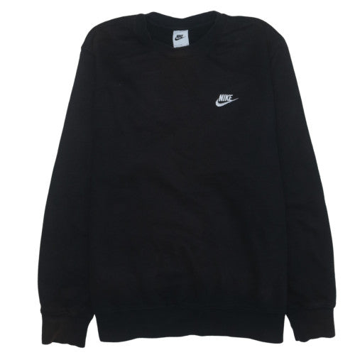 Nike Men Black Large Crew Neck Pullover Sweatshirt Fleece Cotton Blend