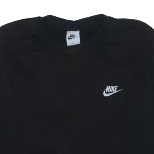Nike Men Black Large Crew Neck Pullover Sweatshirt Fleece Cotton Blend