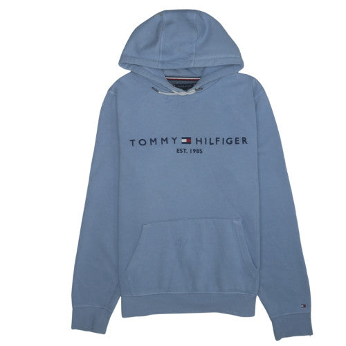 Tommy Hilfiger Men's Blue Pullover Hoodie L Cotton Blend Logo