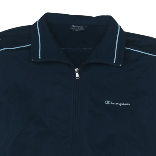 Champion Men's Blue Full Zip Collared Sweatshirt XL