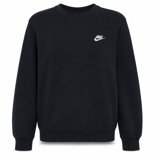Front view of Nike Women Black Crew Neck Pullover Sweatshirt, size M, Cotton Blend