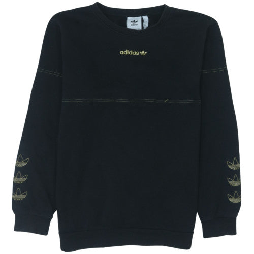 Adidas Womens Black Crew Neck Pullover Sweatshirt Size XL 70% Cotton