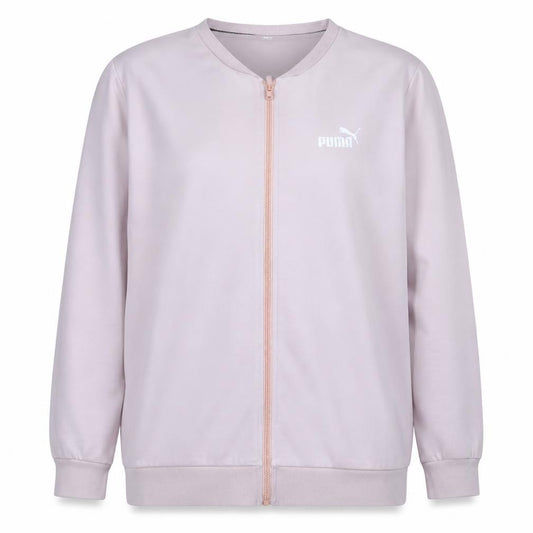 Front view of Puma women’s pink 3xl track jacket full zip lightweight activewear