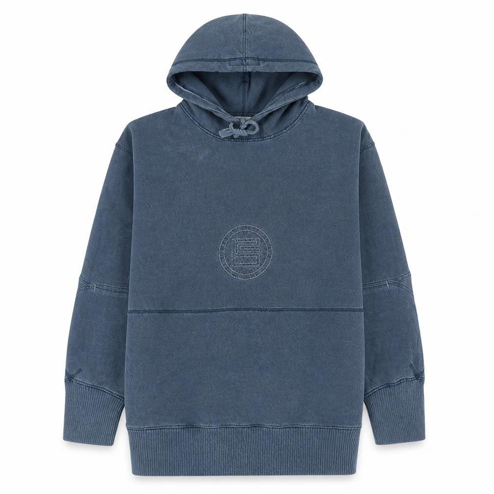 Front view of Nike Men's Blue XL Pullover Hoodie – Embroidered Logo Jersey Sweatshirt