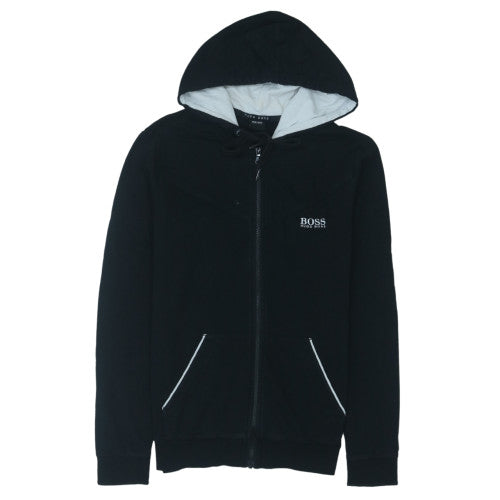 Hugo Boss Womens Black Full Zip Hoodie Size M with Drawstring Hood